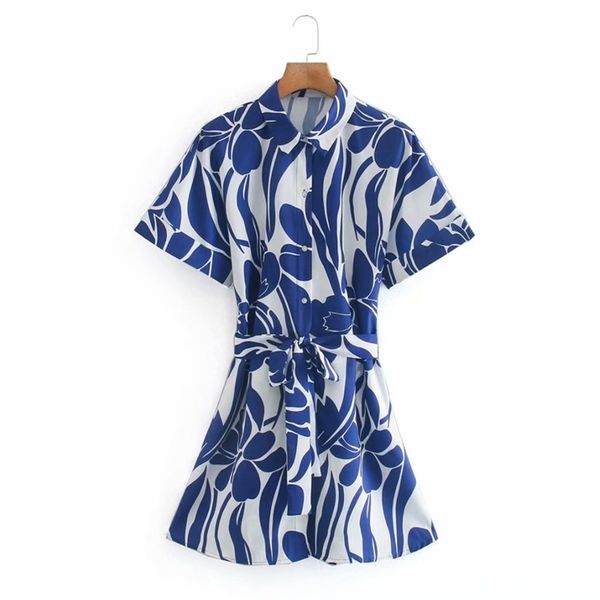 women casual shirts mini dress summer short sleeve sashes bow tie es female elegant print clothes vestido 210513, Black;gray
women casual shirts mini dress summer short sleeve sashes bow tie es female elegant print clothes vestido 210513, Black;gray
