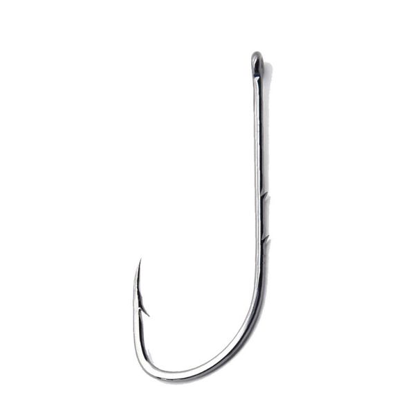 100pcs/ box long shank fishing hook 1#-4/0# fish hooks high carbon steel sharp barbed offset narrow bait sea lake