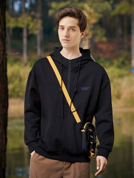 men zip up letter graphic drawstring hoodie w588#, Black
men zip up letter graphic drawstring hoodie w588#, Black