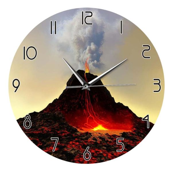 wall clocks hanging clock volcanic eruption pattern battery operated