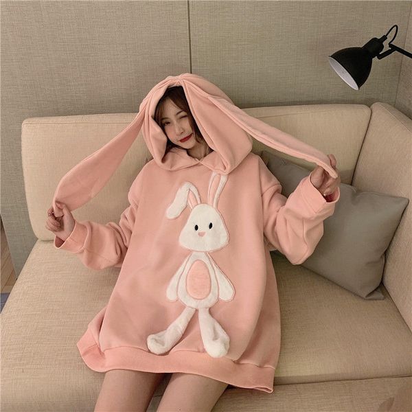 hoodies 2021 female spring hoodies loose hood sweet rabbit ear nice slices cartoon animated pink kawaii pullovers, Black
hoodies 2021 female spring hoodies loose hood sweet rabbit ear nice slices cartoon animated pink kawaii pullovers, Black