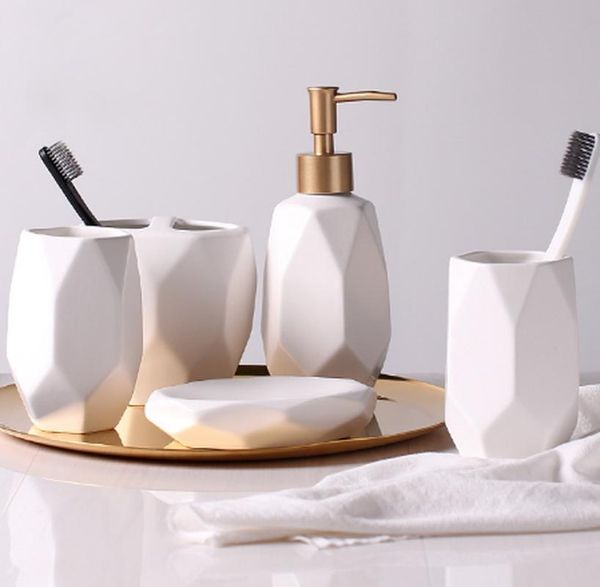 bath accessory set nordic bathroom matte black simple ceramic five-piece toothbrush holder + lotion bottle soap box wash wf1021
bath accessory set nordic bathroom matte black simple ceramic five-piece toothbrush holder + lotion bottle soap box wash wf1021