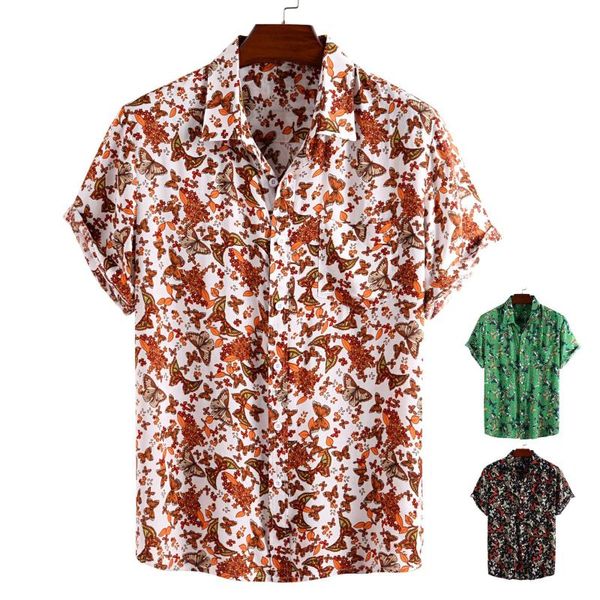 men's casual shirts fashion hawaiian butterfly print shirt 2021 summer beach youth collar short sleeve top, White;black
men's casual shirts fashion hawaiian butterfly print shirt 2021 summer beach youth collar short sleeve top, White;black