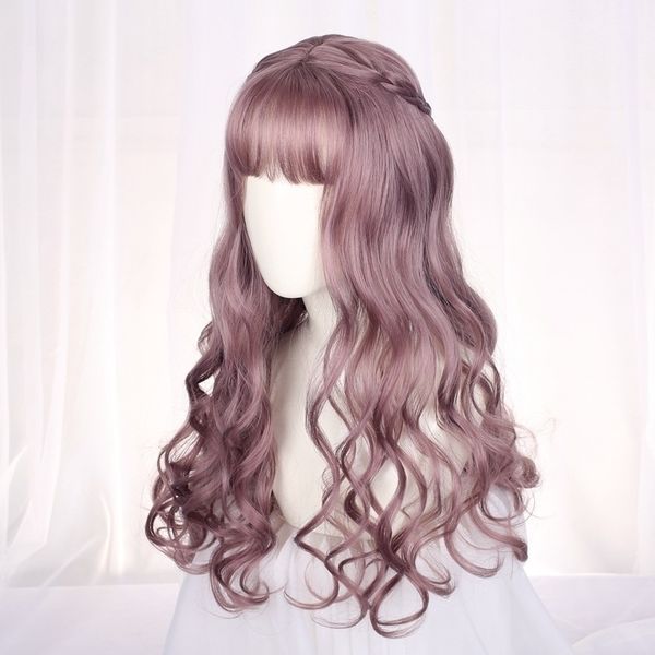 long lolita fake wool hair net red thin rattan dark secondary cos gothic wavy curly wig, Black
long lolita fake wool hair net red thin rattan dark secondary cos gothic wavy curly wig, Black