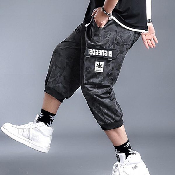 plus size xl-7xl casual mid-length trousers men pants camouflage summer cropped loose daily men's, Black 
plus size xl-7xl casual mid-length trousers men pants camouflage summer cropped loose daily men's, Black
