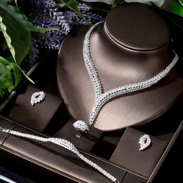 earrings & necklace hibride charms 4pc geometric bracelet ring earring set for women wedding bridal cubic zircon dubai party jewelry n-829, Silver
earrings & necklace hibride charms 4pc geometric bracelet ring earring set for women wedding bridal cubic zircon dubai party jewelry n-829, Silver