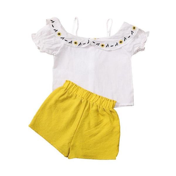 girls suit summer 2021 korean girl fashion strapless embroidery short-sleeved + shorts two-piece clothing sets, White
girls suit summer 2021 korean girl fashion strapless embroidery short-sleeved + shorts two-piece clothing sets, White