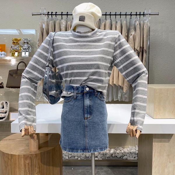 women's t-shirt brand original design round neck long sleeve pinstripe 2021 loose casual short t-shirts show slim, White
women's t-shirt brand original design round neck long sleeve pinstripe 2021 loose casual short t-shirts show slim, White