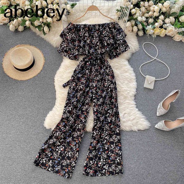 women french floral rompers sweet ruffles slash neck short sleeve belt jumpsuits summer boho print wide leg 210512, Black;white
women french floral rompers sweet ruffles slash neck short sleeve belt jumpsuits summer boho print wide leg 210512, Black;white