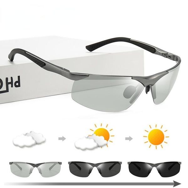 sunglasses discolored aluminum magnesium men polarized pochromic half frame sports driving, White;black
sunglasses discolored aluminum magnesium men polarized pochromic half frame sports driving, White;black