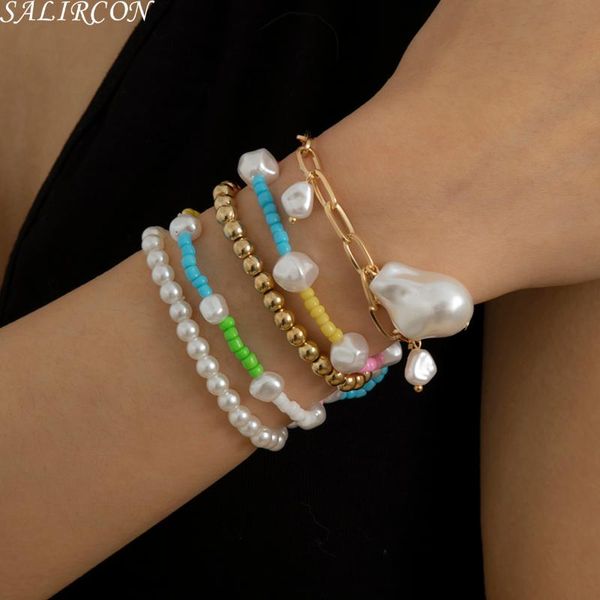 beaded, strands 5pcs/set baroque simulated pearls bracelet for women korea fashion colorful beaded on hand boho vacation jewelry gifts, Black
beaded, strands 5pcs/set baroque simulated pearls bracelet for women korea fashion colorful beaded on hand boho vacation jewelry gifts, Black