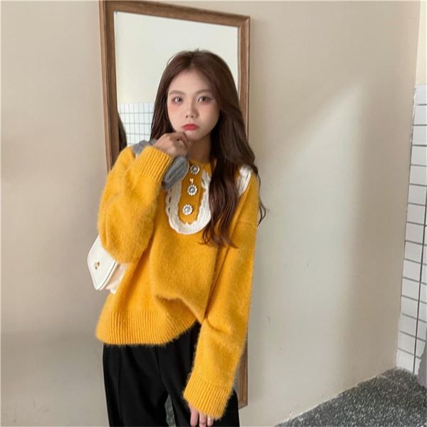 autumn winter casual sweater female loose yellow long sleeve lace round collar warm thick cropped knitted women y634 women's sweaters, White;black
autumn winter casual sweater female loose yellow long sleeve lace round collar warm thick cropped knitted women y634 women's sweaters, White;black