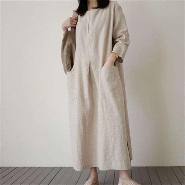 summer and autumn round neck womens dresses linen cotton pocket pullover loose long dress korea styles 2a03812, Black;gray
summer and autumn round neck womens dresses linen cotton pocket pullover loose long dress korea styles 2a03812, Black;gray