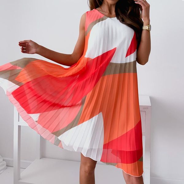 casual dresses summer women midi dress sleeveless print pleated chiffon elegant boho party loose office robe 2021, Black;gray
casual dresses summer women midi dress sleeveless print pleated chiffon elegant boho party loose office robe 2021, Black;gray