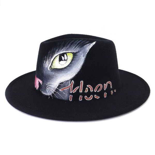 wide brim hats 2021 fashion jazz hat for men fedoras women's cap couples painted spring autumn vintage round bowler wool black felt, Blue;gray
wide brim hats 2021 fashion jazz hat for men fedoras women's cap couples painted spring autumn vintage round bowler wool black felt, Blue;gray