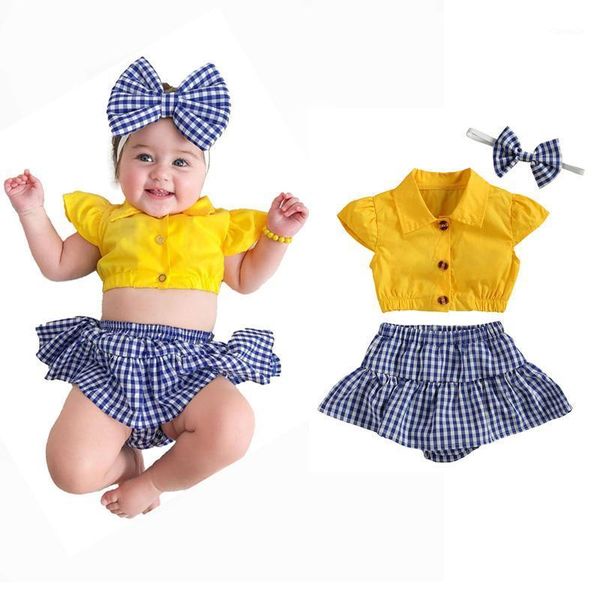 0-24m born girls 3pcs clothes set solid color shirt plaid skirt shorts hair band for infants summer outfits clothing sets, White
0-24m born girls 3pcs clothes set solid color shirt plaid skirt shorts hair band for infants summer outfits clothing sets, White