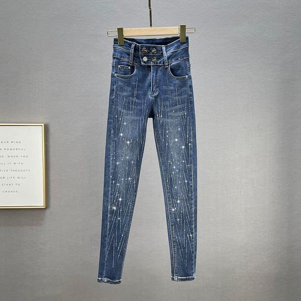 women's jeans skinny for women 202 autumn high waist elastic jean trousers rhinestone pencil pants girls wash blue denim
women's jeans skinny for women 202 autumn high waist elastic jean trousers rhinestone pencil pants girls wash blue denim
