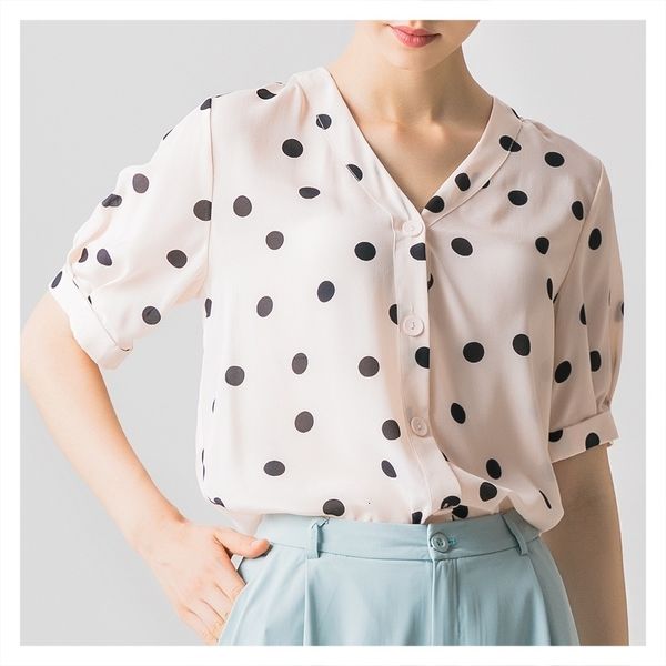 blouses dot prints shirt women's mulberry silk design sense non-mainstream v-neck short-sleeved 2021 fashion style, White
blouses dot prints shirt women's mulberry silk design sense non-mainstream v-neck short-sleeved 2021 fashion style, White