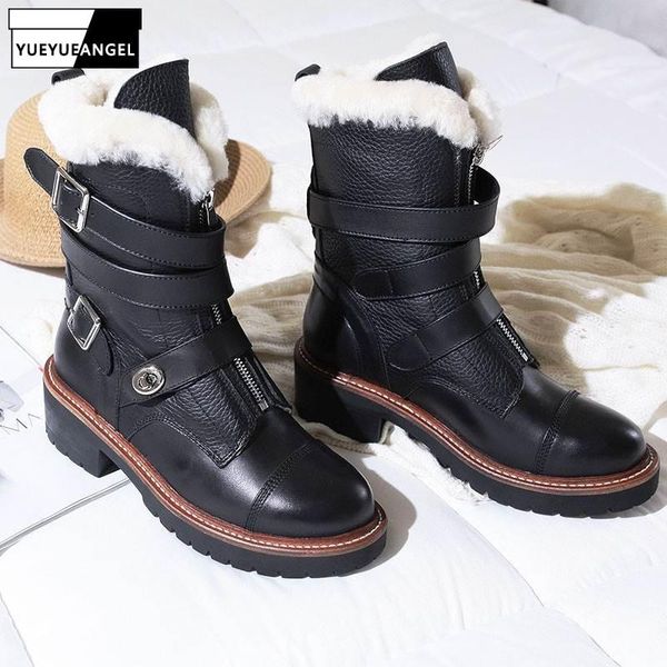 winter women cowhide genuine leather ankle boots brand buckle high shearling biker shoes zipper thick wool lining snow, Black
winter women cowhide genuine leather ankle boots brand buckle high shearling biker shoes zipper thick wool lining snow, Black