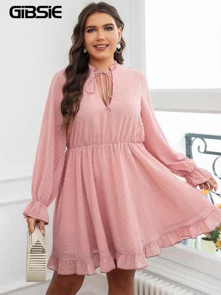 plus size dresses gibsie tie neck swiss dot chiffon a-line dress women spring summer long sleeve elastic waist female ruffle hem, Black
plus size dresses gibsie tie neck swiss dot chiffon a-line dress women spring summer long sleeve elastic waist female ruffle hem, Black