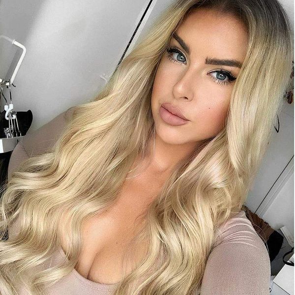 613 ombre blonde lace front wig long body wave synthetic wig for women pre-plucked with babyhair high temperature resistancefactory direct, Black
613 ombre blonde lace front wig long body wave synthetic wig for women pre-plucked with babyhair high temperature resistancefactory direct, Black