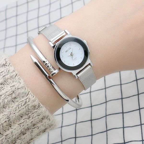 fashion designers small kit watches rhinestone woven mesh strap girls watch trend quartz wristwatch japanese korean casual female student w, Slivery;brown
fashion designers small kit watches rhinestone woven mesh strap girls watch trend quartz wristwatch japanese korean casual female student w, Slivery;brown