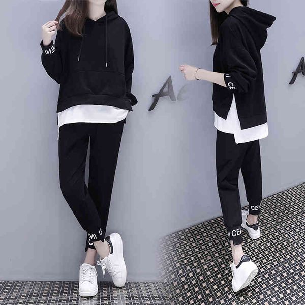 fashion sports suit women's autumn 2020 korean fashion color blocking casual sweater large two-piece set, Gray
fashion sports suit women's autumn 2020 korean fashion color blocking casual sweater large two-piece set, Gray