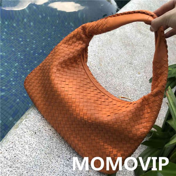2021 new woven cowhide monk bag versatile large practical cloud bag