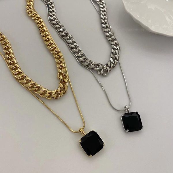 vintage chunky link chain black crystal pendant necklace for women gold color metal multilayered chokers necklaces retro jewelry, Silver
vintage chunky link chain black crystal pendant necklace for women gold color metal multilayered chokers necklaces retro jewelry, Silver
