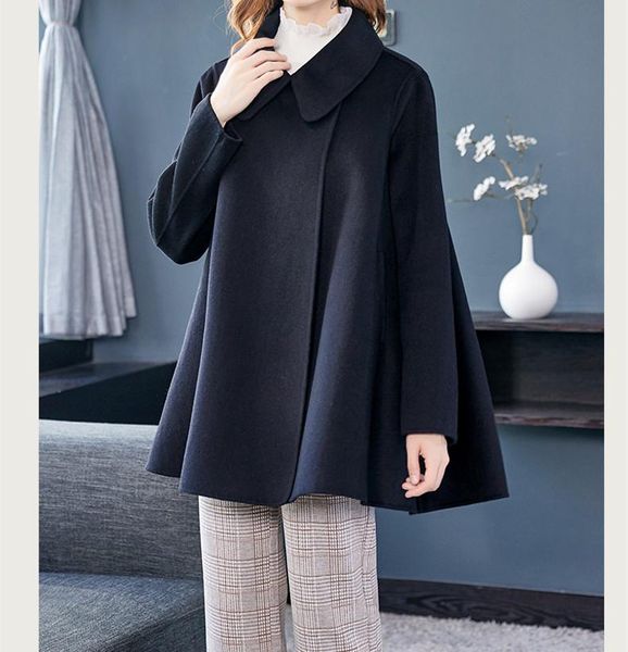 women's wool & blends high-end hand-stitched cashmere coat retro short double-sided small woolen all-match turn down collar jacket, Black
women's wool & blends high-end hand-stitched cashmere coat retro short double-sided small woolen all-match turn down collar jacket, Black