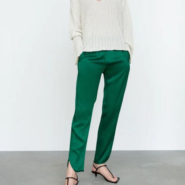 women's pants & capris bm ur hm za women's 2021 early autumn fashion all-match elastic natural waist slit design silk satin texture, Black;white
women's pants & capris bm ur hm za women's 2021 early autumn fashion all-match elastic natural waist slit design silk satin texture, Black;white