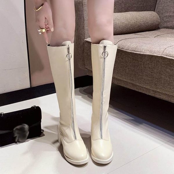 boots shoes woman fashion pure color round toe zipper square heels vintage women, Black
boots shoes woman fashion pure color round toe zipper square heels vintage women, Black