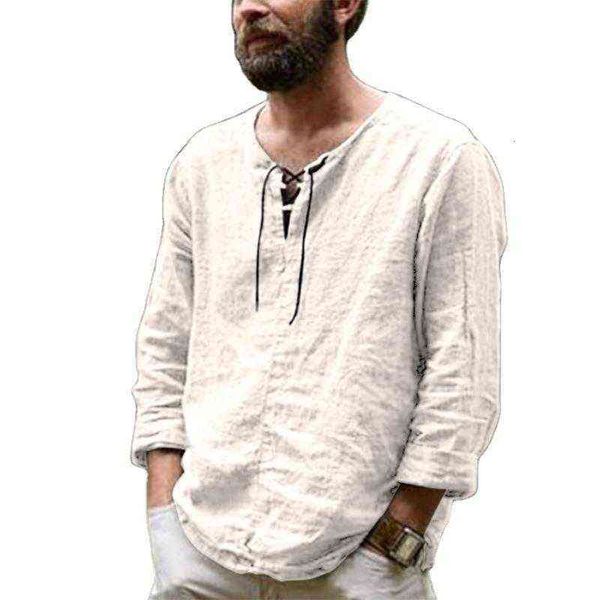 long sleeve t-shirt men's solid color trend cotton linen t-shirt, White;black
long sleeve t-shirt men's solid color trend cotton linen t-shirt, White;black