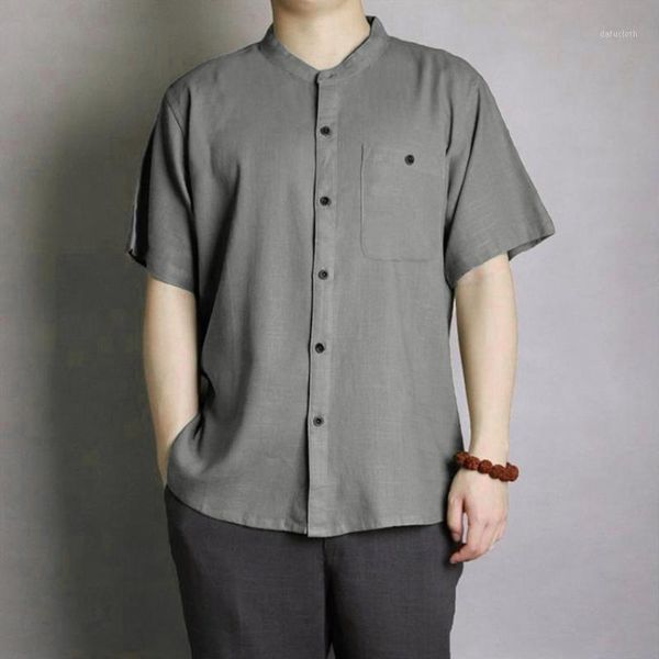 shirt men's baggy cotton linen solid button short sleeve stand collar vintage shirts blouse for men jun24 casual, White;black
shirt men's baggy cotton linen solid button short sleeve stand collar vintage shirts blouse for men jun24 casual, White;black
