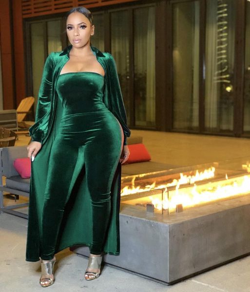 felyn quality famous brand 2 women tracksuits pcs velvet ankle length set solid x long outwear and strapless jumpsuits, Gray
felyn quality famous brand 2 women tracksuits pcs velvet ankle length set solid x long outwear and strapless jumpsuits, Gray
