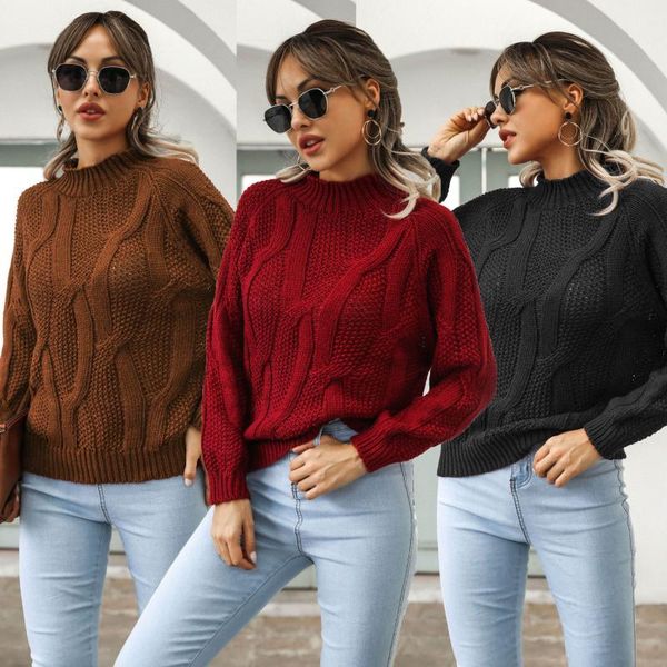 women's sweaters european and american 2021 autumn winter fashion casual half high neck pullover twist long sleeve knit sweater, White;black
women's sweaters european and american 2021 autumn winter fashion casual half high neck pullover twist long sleeve knit sweater, White;black