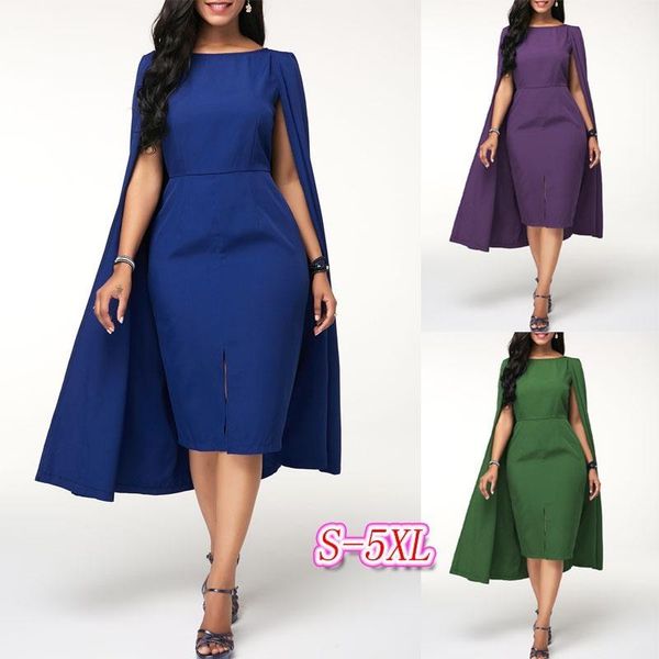 european style summer solid color round neck cloak split hip professional pencil dress tight female casual dresses, Black;gray
european style summer solid color round neck cloak split hip professional pencil dress tight female casual dresses, Black;gray