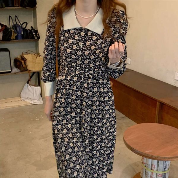 korean chic2021 spring new platycodon french floral chiffon doll collar slim dress, Black;gray
korean chic2021 spring new platycodon french floral chiffon doll collar slim dress, Black;gray