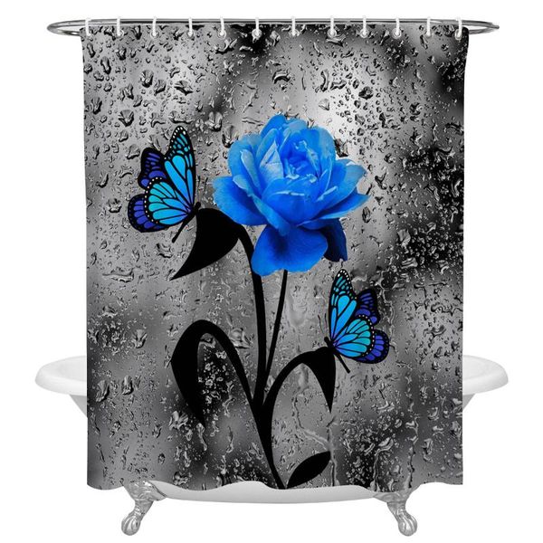 flower blue rose butterfly water drops shower curtain polyester fabric waterproof curtains modern bathroom
flower blue rose butterfly water drops shower curtain polyester fabric waterproof curtains modern bathroom