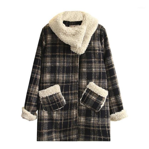 women's wool & blends winter woolen coat women oversize quilted jacket thick warm fleece neckline plaid outerwear fashion loose clothes, Black
women's wool & blends winter woolen coat women oversize quilted jacket thick warm fleece neckline plaid outerwear fashion loose clothes, Black