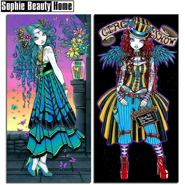 diamond painting sale diy cartoon girl 3d full square/round embroidery kit picture mosaic pattern 204173