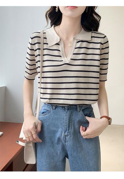 women's t-shirt summer 2021 is a trend for loose, thin, short-sleeved real price korean style chic striped sweater women, White
women's t-shirt summer 2021 is a trend for loose, thin, short-sleeved real price korean style chic striped sweater women, White