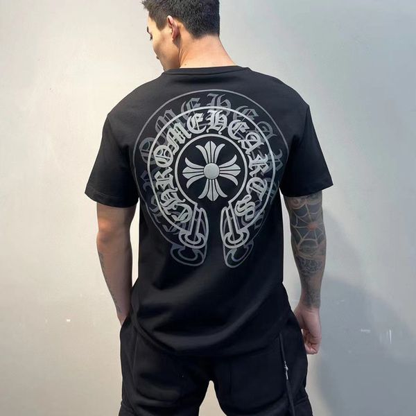 ch crosin reflective t-shirt men's and women's fashion brand new european horseshoe print cotton loose casual, White;black
ch crosin reflective t-shirt men's and women's fashion brand new european horseshoe print cotton loose casual, White;black