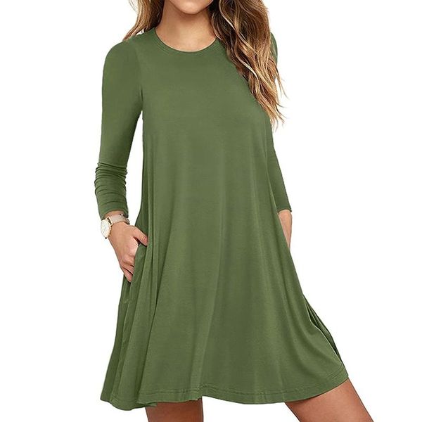 casual dresses women's autumn solid color simple pocket loose dress plus size, Black;gray
casual dresses women's autumn solid color simple pocket loose dress plus size, Black;gray