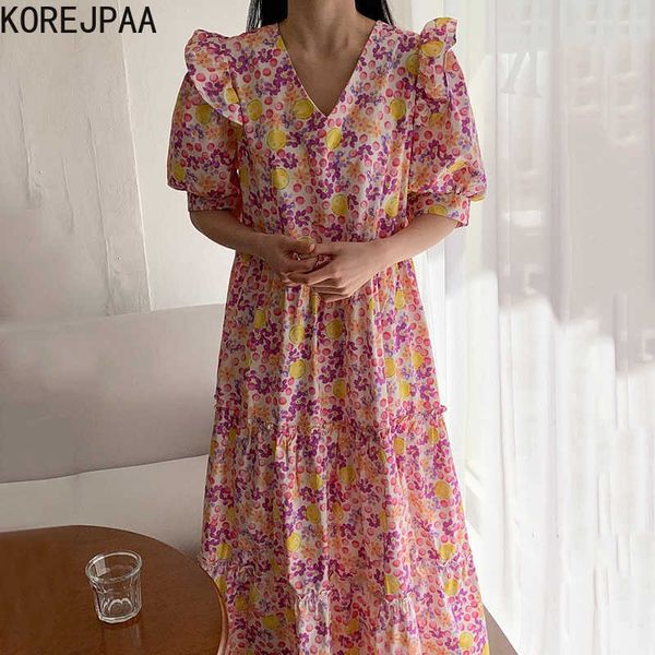 korejpaa women dress summer korean chic female retro western style v-neck wooden ear stitching puff sleeve floral vestidos 210526, Black;gray
korejpaa women dress summer korean chic female retro western style v-neck wooden ear stitching puff sleeve floral vestidos 210526, Black;gray