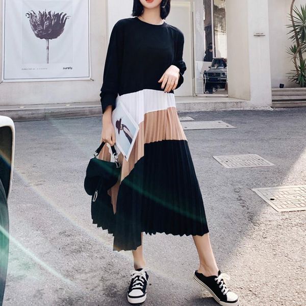 pleated stripes plus size dress woman vintage stitching crewneck long dresses clothing autumn 2021 streetwear women vestidos casual, Black;gray
pleated stripes plus size dress woman vintage stitching crewneck long dresses clothing autumn 2021 streetwear women vestidos casual, Black;gray