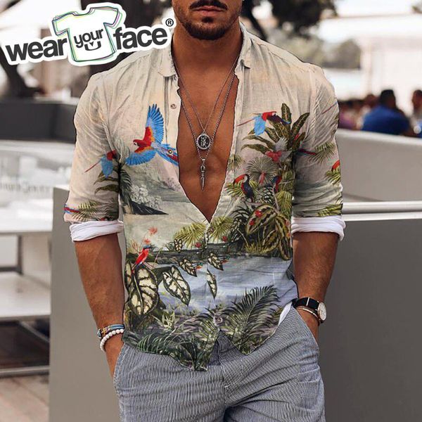 men's casual shirts birds palm tree florals pattern 3d all over printed hawaiian button up dress full sleeve streetwear men clothing, White;black
men's casual shirts birds palm tree florals pattern 3d all over printed hawaiian button up dress full sleeve streetwear men clothing, White;black