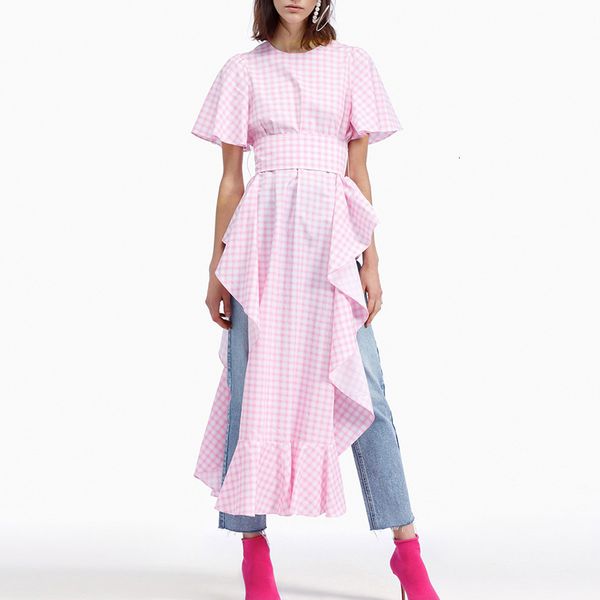 dresses elegant side split for women o neck short sleeve high waist plaid es female fashion clothing 2021, Black;gray
dresses elegant side split for women o neck short sleeve high waist plaid es female fashion clothing 2021, Black;gray
