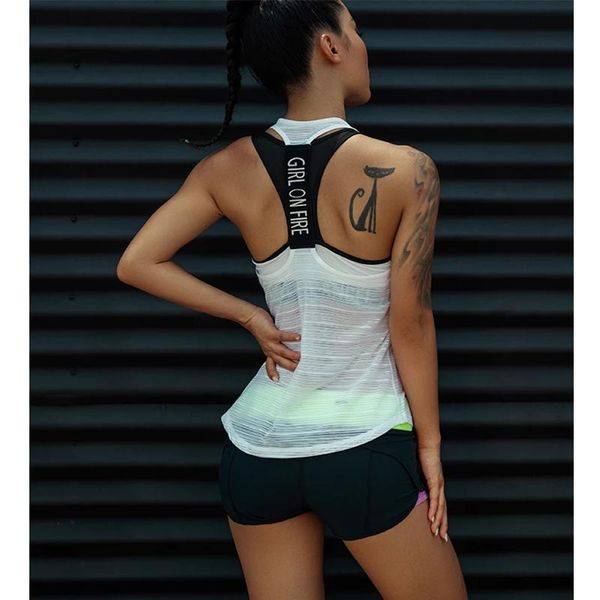 women sport tank for gym vest fitness sleeveless t shirt sports wear yoga tank clothes gym vest running workou, White;red
women sport tank for gym vest fitness sleeveless t shirt sports wear yoga tank clothes gym vest running workou, White;red