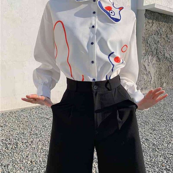 women's blouses & shirts fashion women shirt graffiti print white long sleeve button up collar designer and korean htim
women's blouses & shirts fashion women shirt graffiti print white long sleeve button up collar designer and korean htim